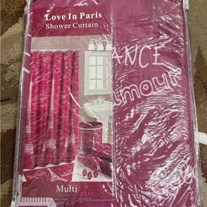 Love In Paris Pink Shower Curtain